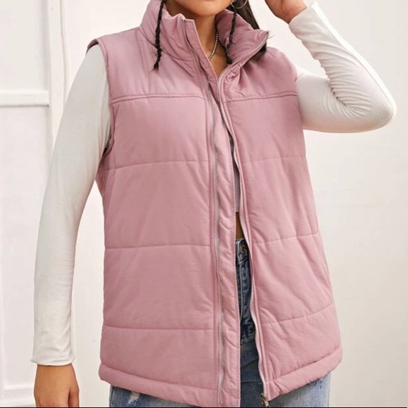 Dusty Pink Zip Up Winter Vest in M - Picture 4 of 4